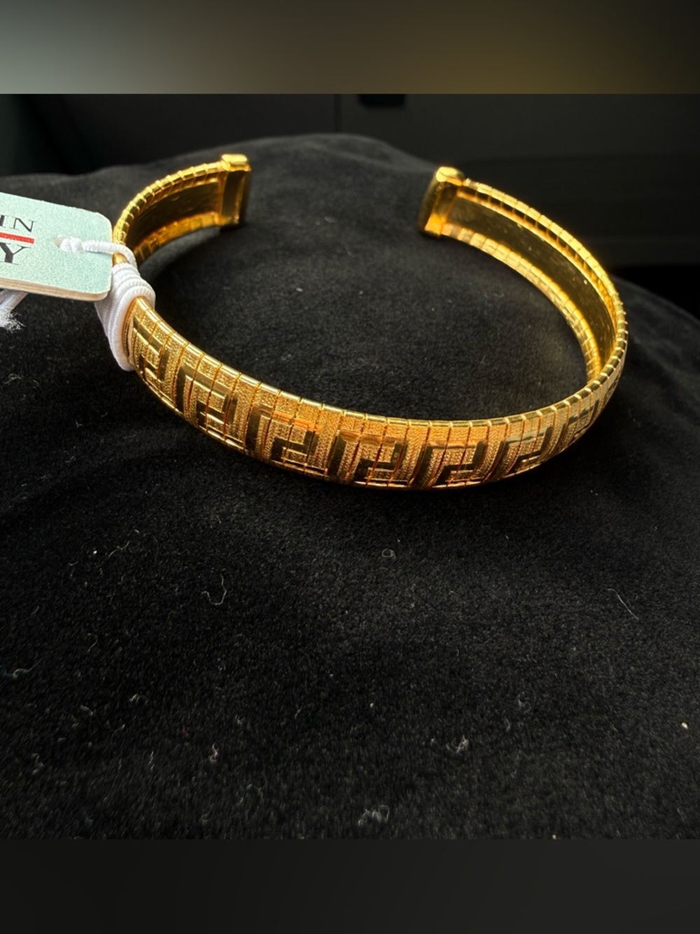 Mia foire Greek Key Open Cuff Bracelet 14k gold plated bronze Women